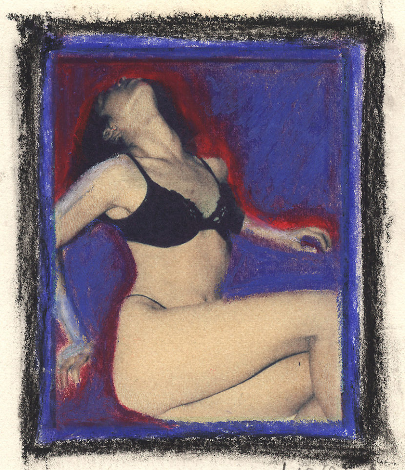 Indira-Cesarine-Girl-in-Black-Polaroid-Transfer-on-Rag-Paper-with-Oil-Pastel-1993-lr.jpg